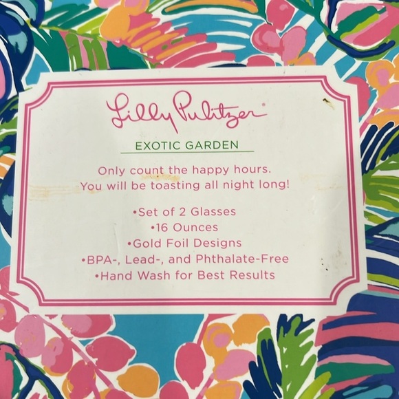 Lilly Pulitzer 16 ounce Gold Pineapple Stemless Glasses NIB! - Picture 3 of 6